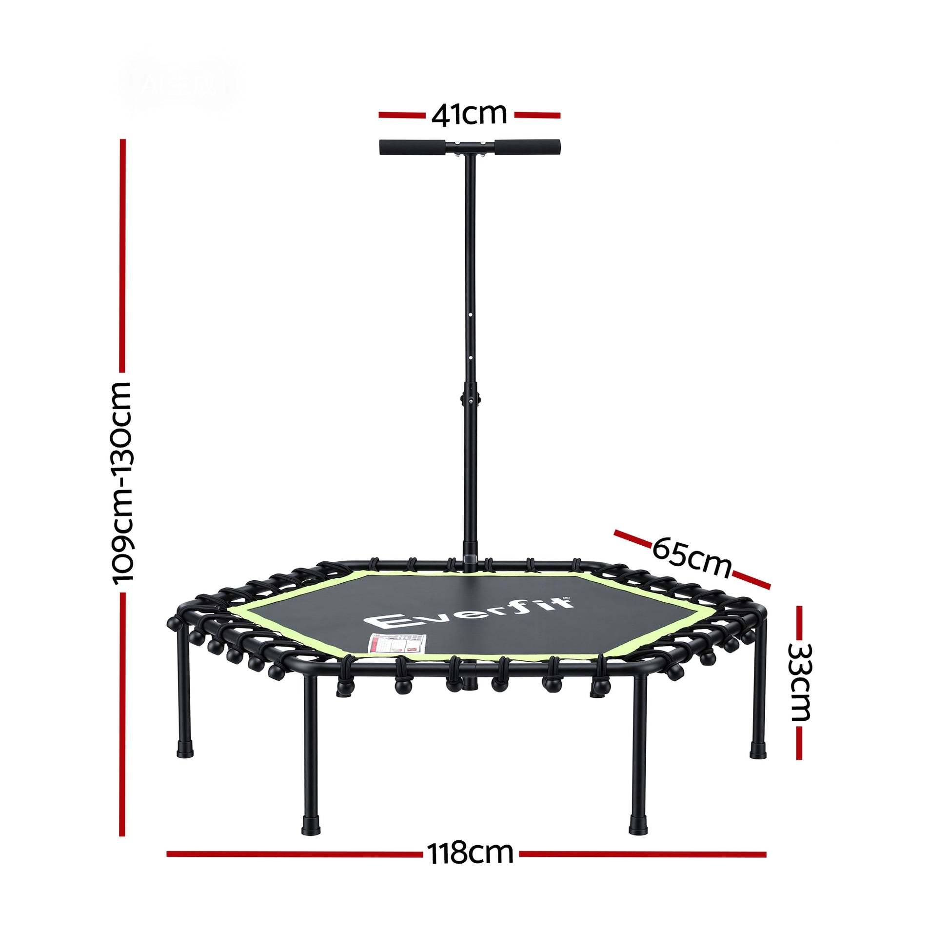 Everfit 48inch Hexagon Fitness Trampoline Rebounder Adjustable Handrail Green-1