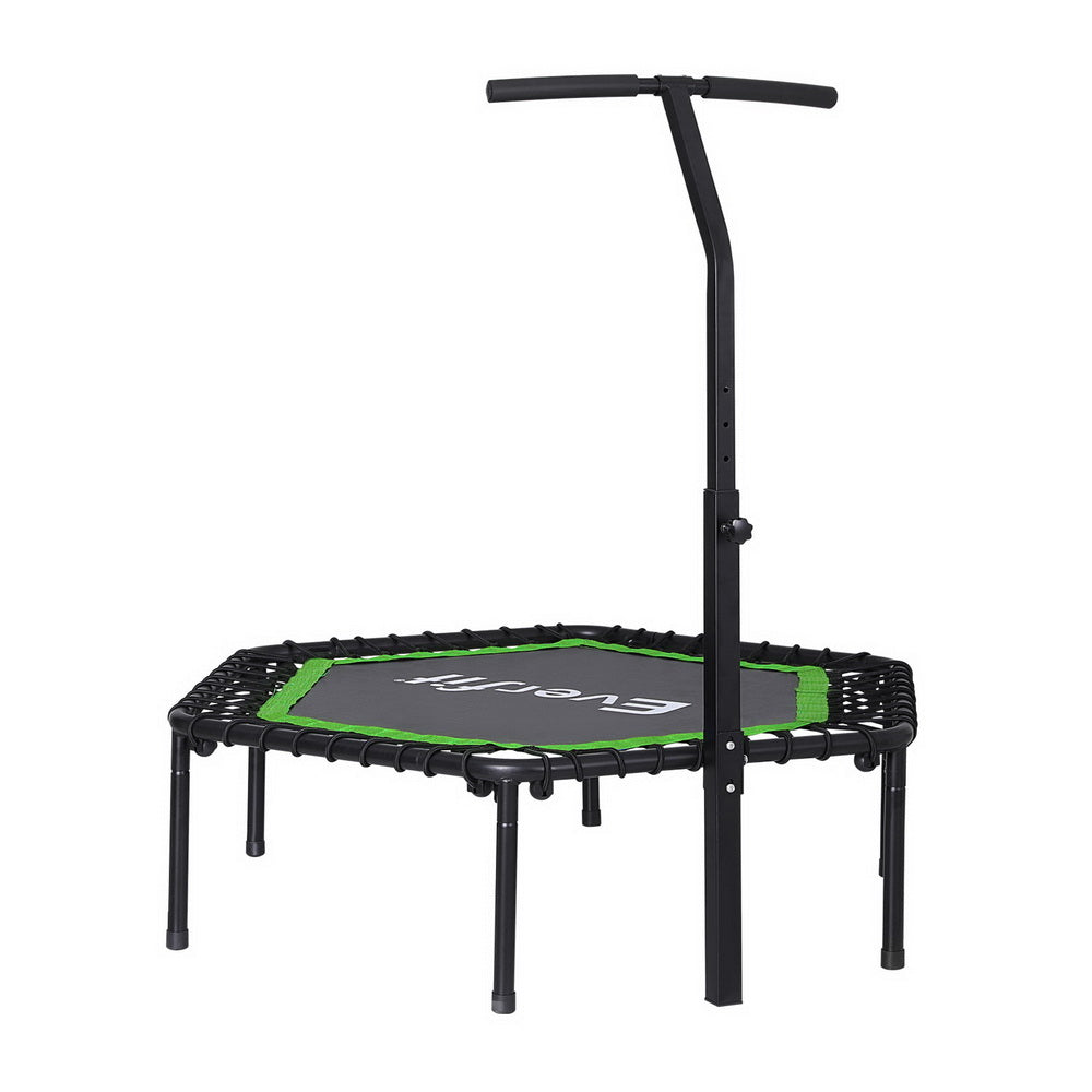 Everfit 48inch Hexagon Fitness Trampoline Rebounder Adjustable Handrail Green-0