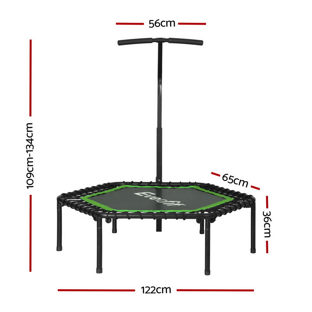 Everfit 48inch Hexagon Fitness Trampoline Rebounder Adjustable Handrail Green-1