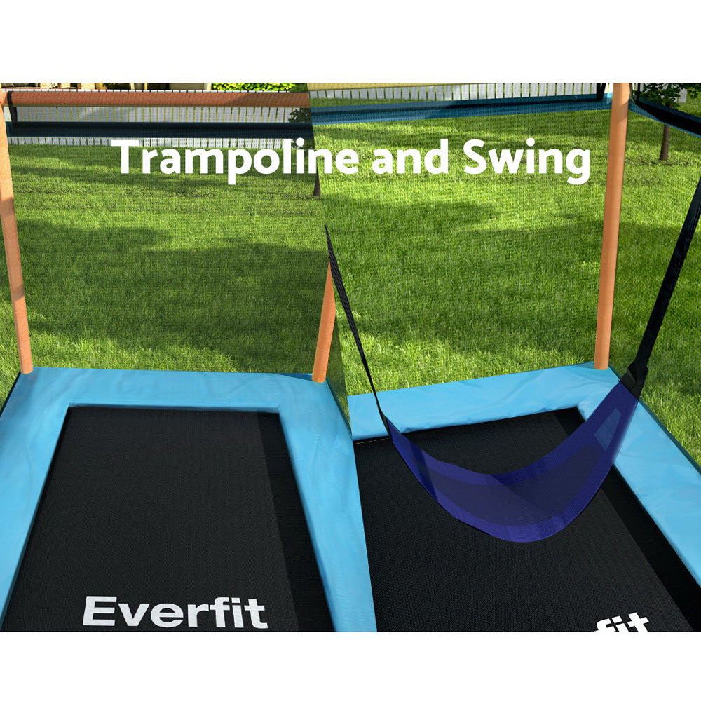 Everfit 6FT Trampoline for Kids w/ Enclosure Safety Net Swing Rectangle Orange-4