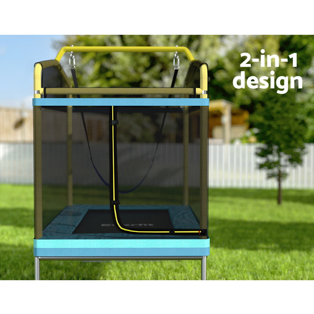 Everfit 6FT Trampoline for Kids w/ Enclosure Safety Net Swing Rectangle Yellow-3