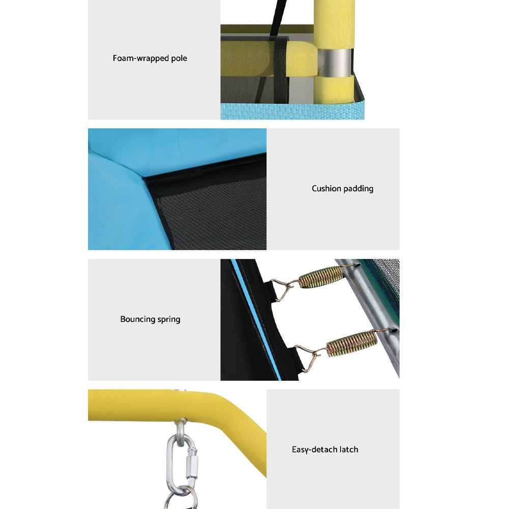 Everfit 6FT Trampoline for Kids w/ Enclosure Safety Net Swing Rectangle Yellow-5