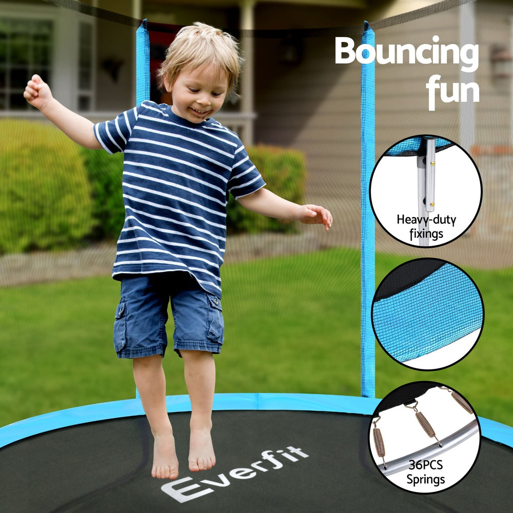Everfit Trampoline 6FT Kids Trampolines Safety Net Pad Round Blue-4