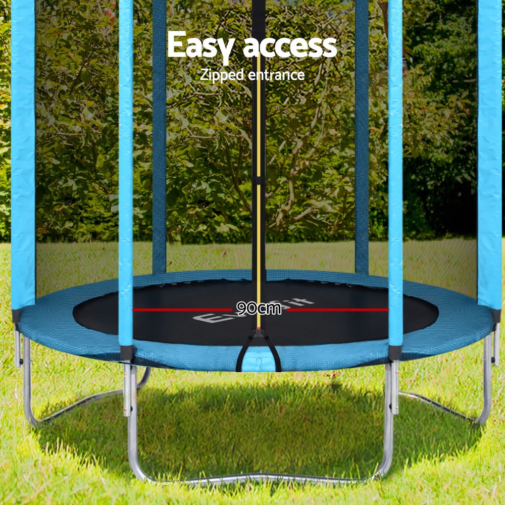 Everfit Trampoline 6FT Kids Trampolines Safety Net Pad Round Blue-5