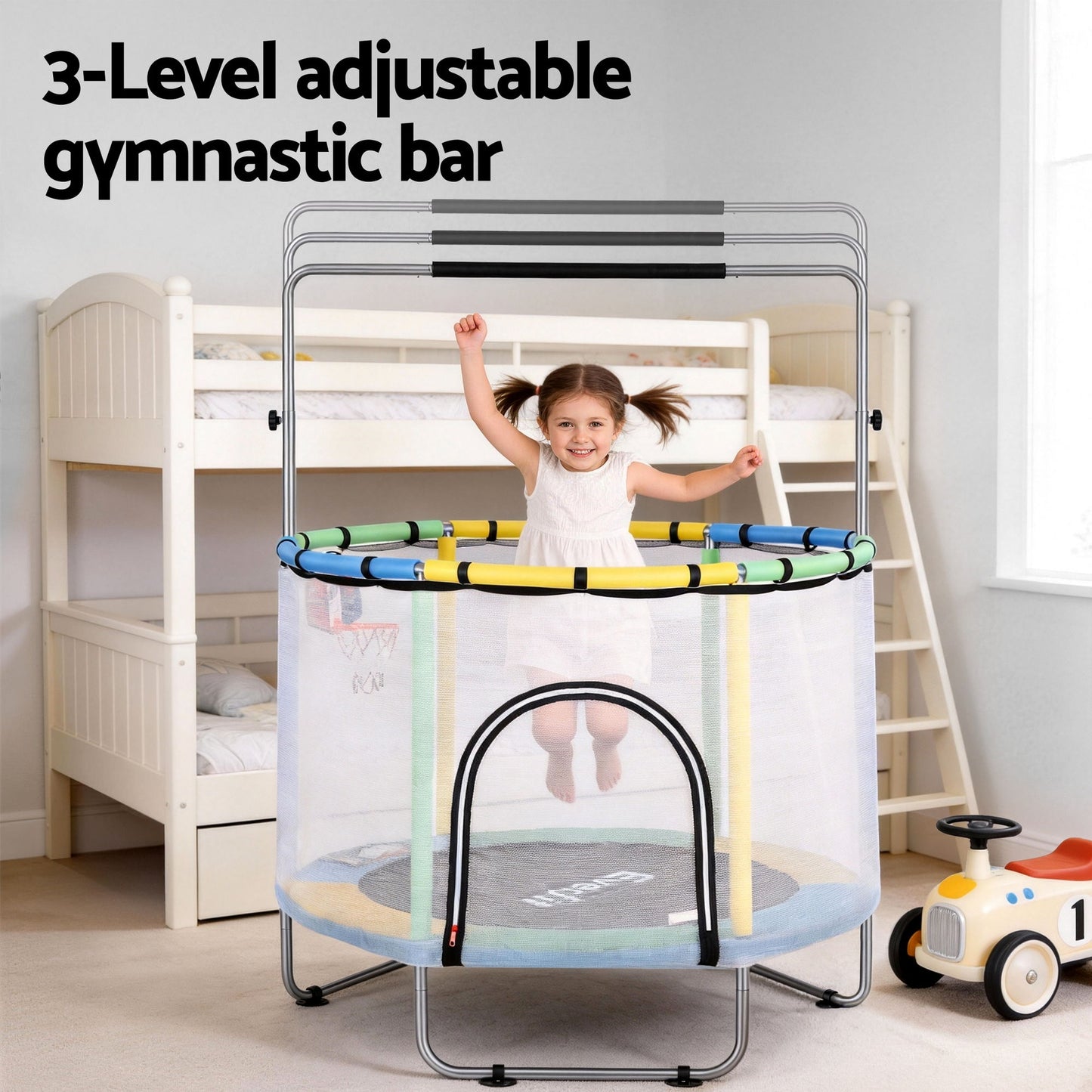 Everfit 55inch Trampoline Kids Rebounder with Basketball Set Sandbag Boxing Game-7