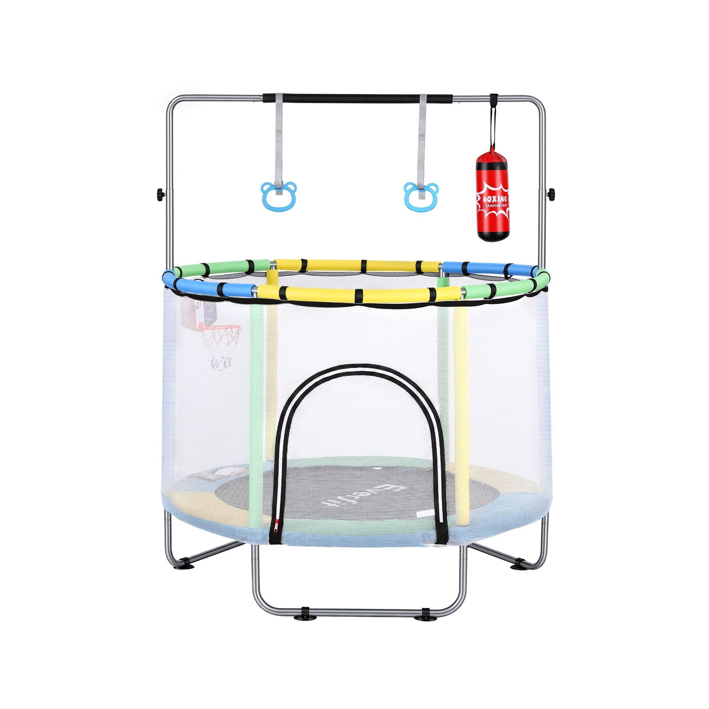 Everfit 55inch Trampoline Kids Rebounder with Basketball Set Sandbag Boxing Game-8