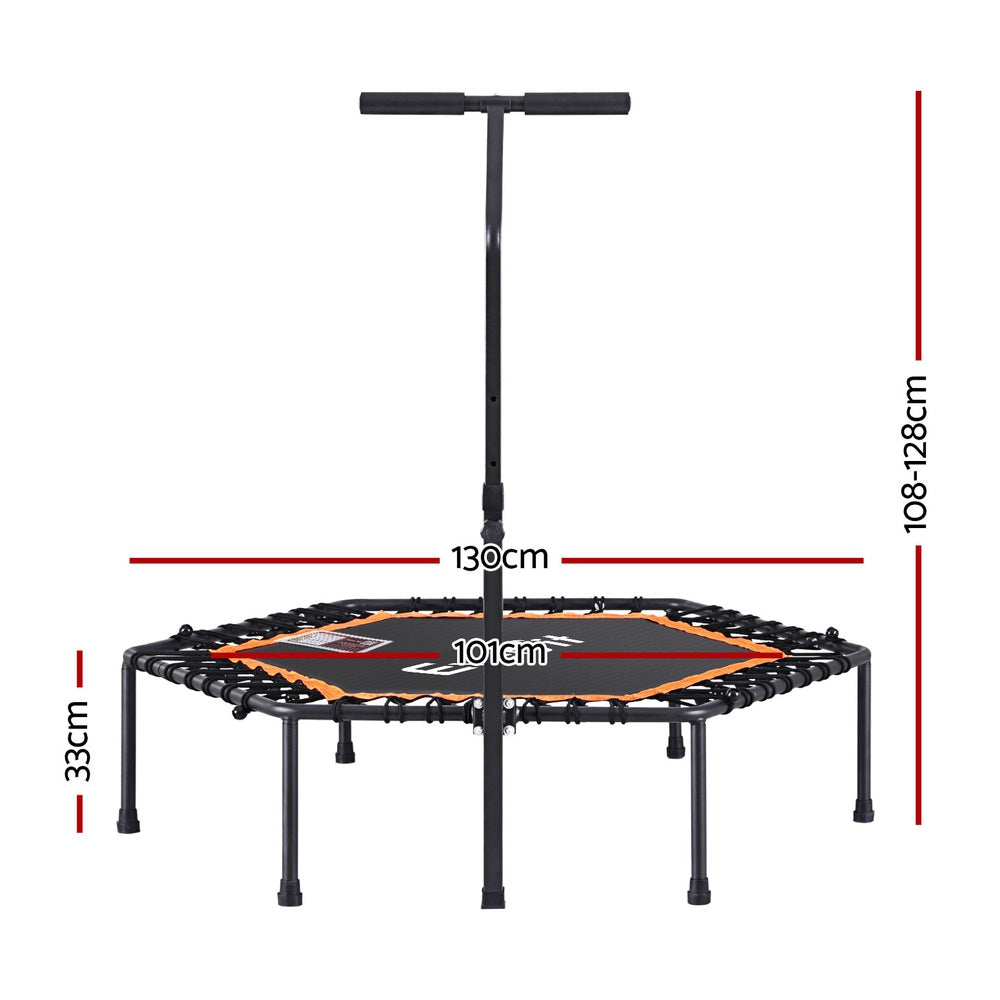 Everfit 51inch Hexagon Fitness Trampoline Rebounder Adjustable Handrail Orange-1