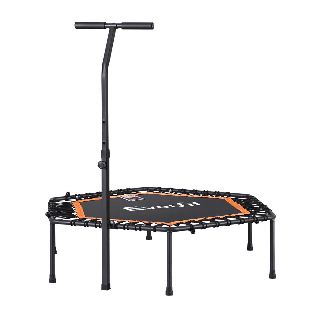 Everfit 51inch Hexagon Fitness Trampoline Rebounder Adjustable Handrail Orange-2