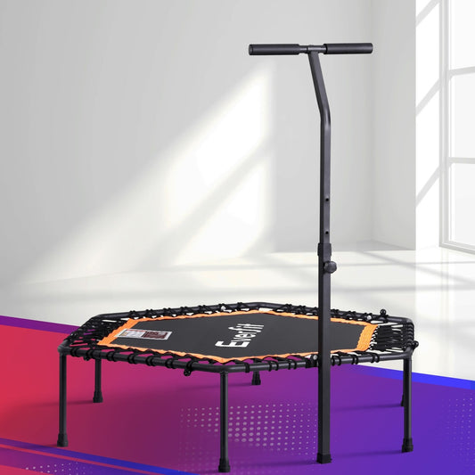Everfit 51inch Hexagon Fitness Trampoline Rebounder Adjustable Handrail Orange-0