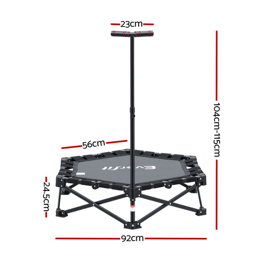 Everfit Fitness Foldable Trampoline Rebounder Adjustable Handle Indoor Exercise Black-1