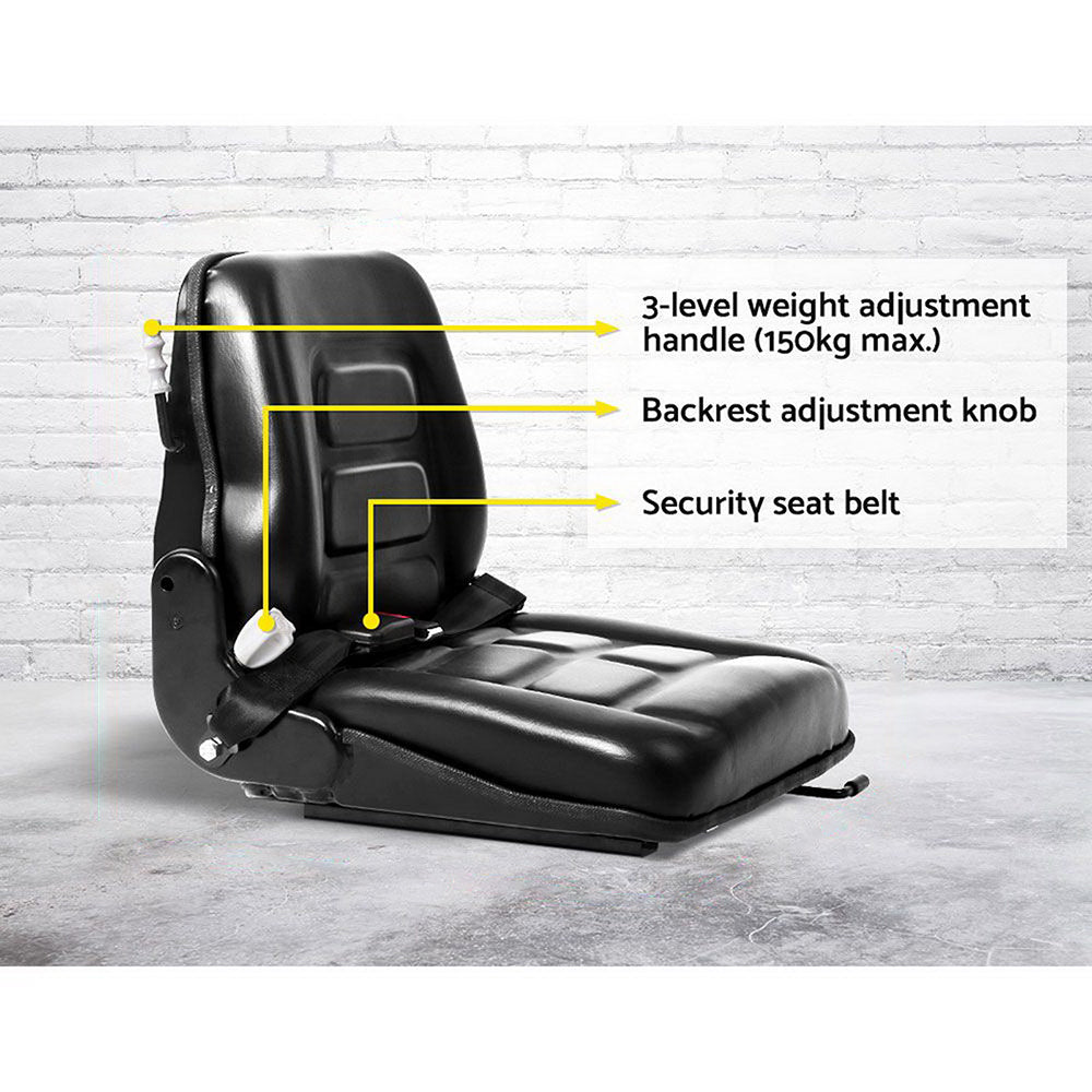 Giantz Tractor Seat Forklift Excavator Universal Backrest Truck PU Chair-6