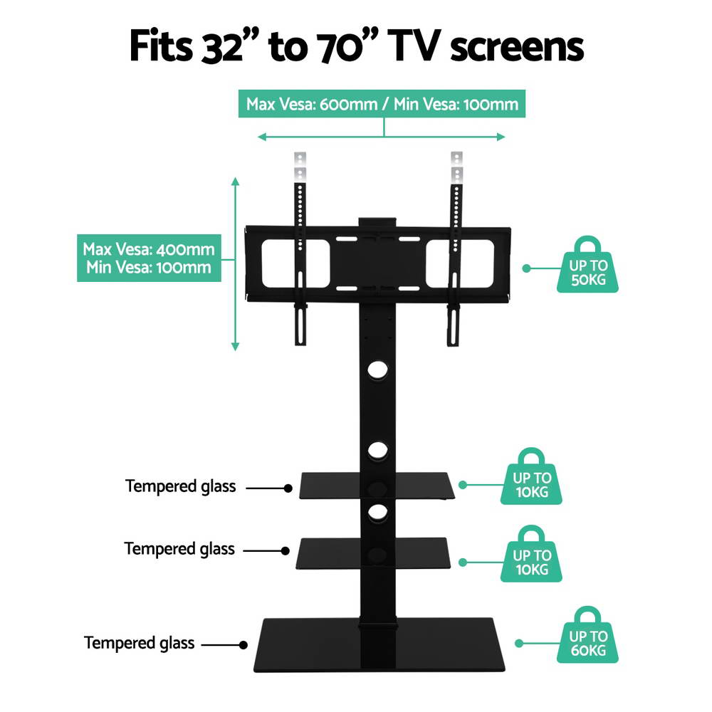 Artiss TV Stand Mount Bracket for 32"-70" LED LCD 3 Tiers Storage Floor Shelf-2