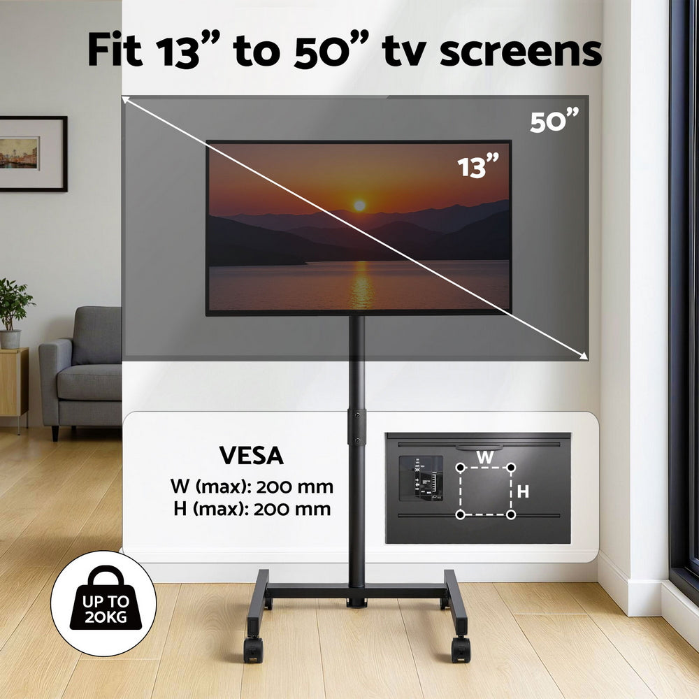 Artiss TV Stand 13-50" Universal Mobile Adjustable Height TV Stand with Wheels-5