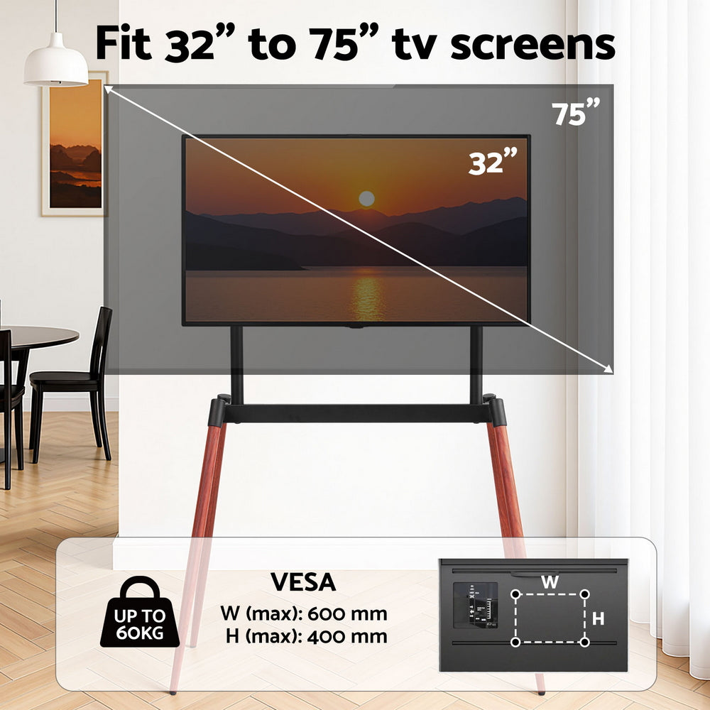 Artiss TV Stand 32-75 inch LED LCD Screen Wooden Floor Easel Height Adjustable-5