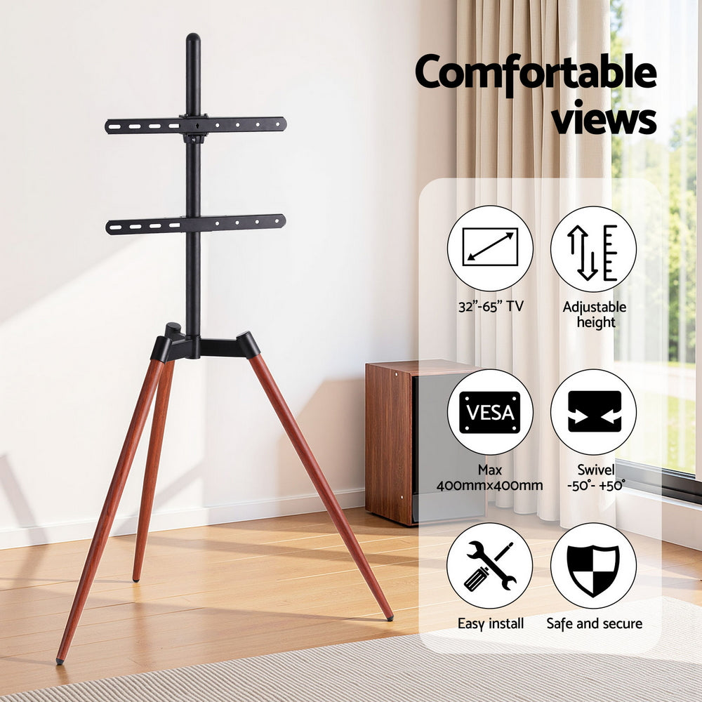 Artiss TV Stand 32-65 inch LED LCD Screen Wooden Tripod Easel Height Adjustable-4