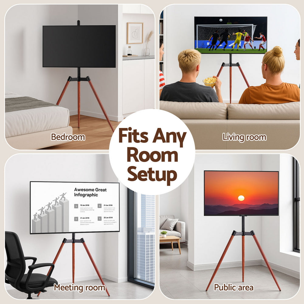 Artiss TV Stand 32-65 inch LED LCD Screen Wooden Tripod Easel Height Adjustable-6