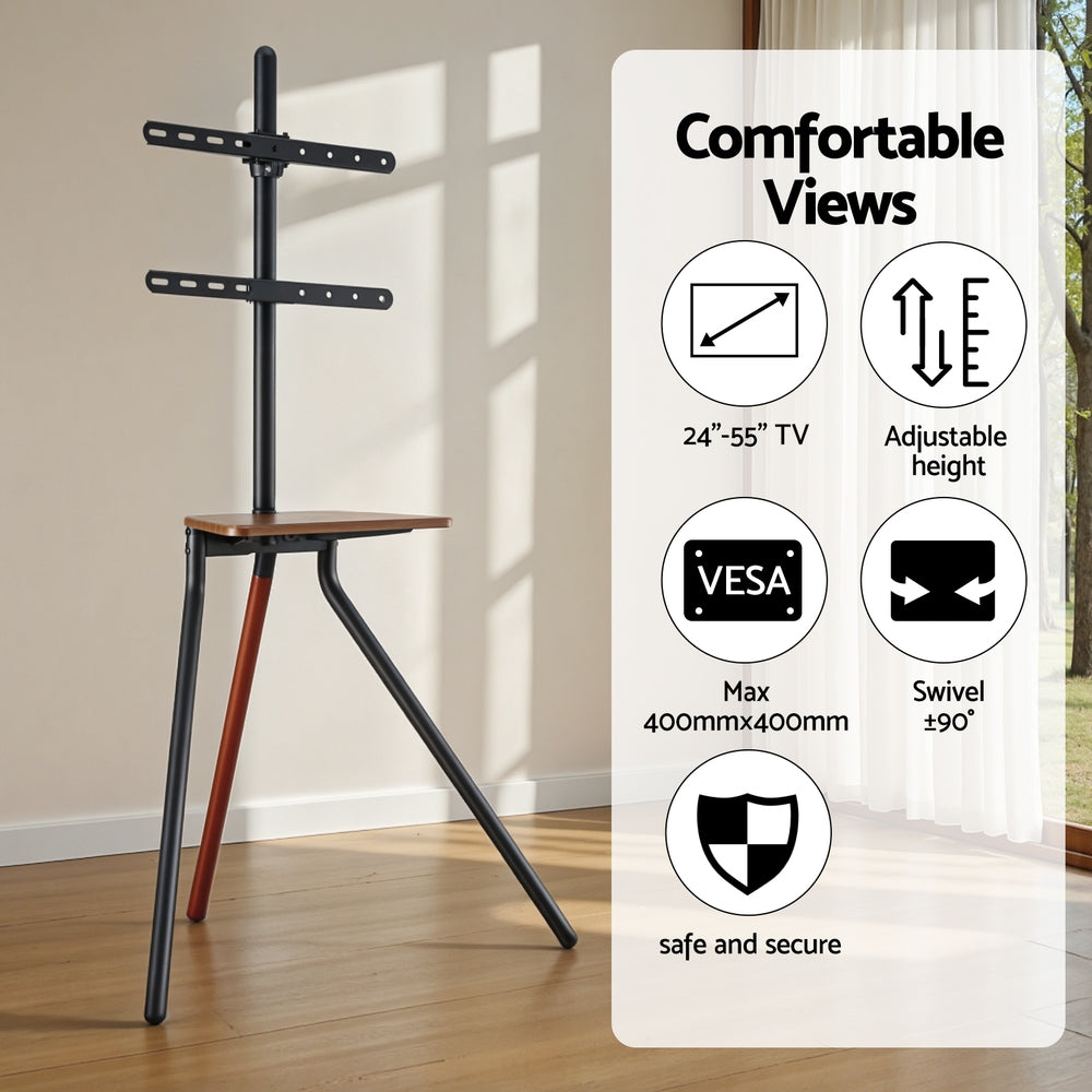 Artiss TV Stand Wooden Tray 24-55" Swivel Height Adjustable-4