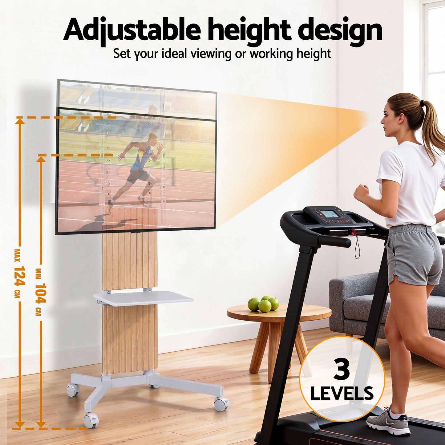 Artiss Mobile TV Floor Stand for 32-65" Mount Bracket Universal Adjustable Height with Wheels