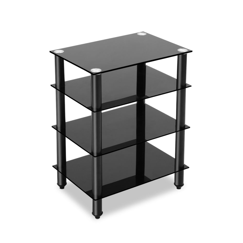 Artiss TV Stand 4 Tiers Storage Shelf Rack Tempered Glass Entertainment Unit-0