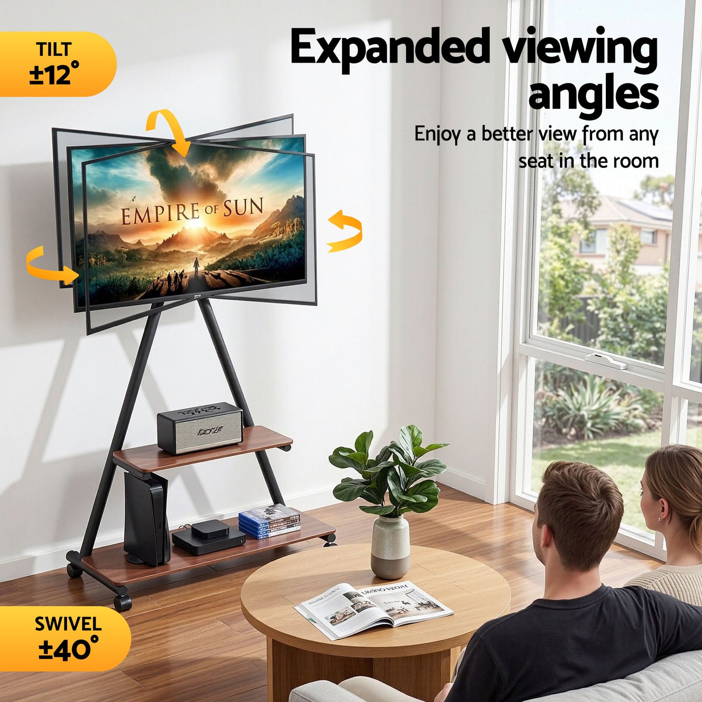 Artiss Mobile TV Stand Rolling Cart Wheels 32-75" Heavy Duty 133kg Mount Bracket