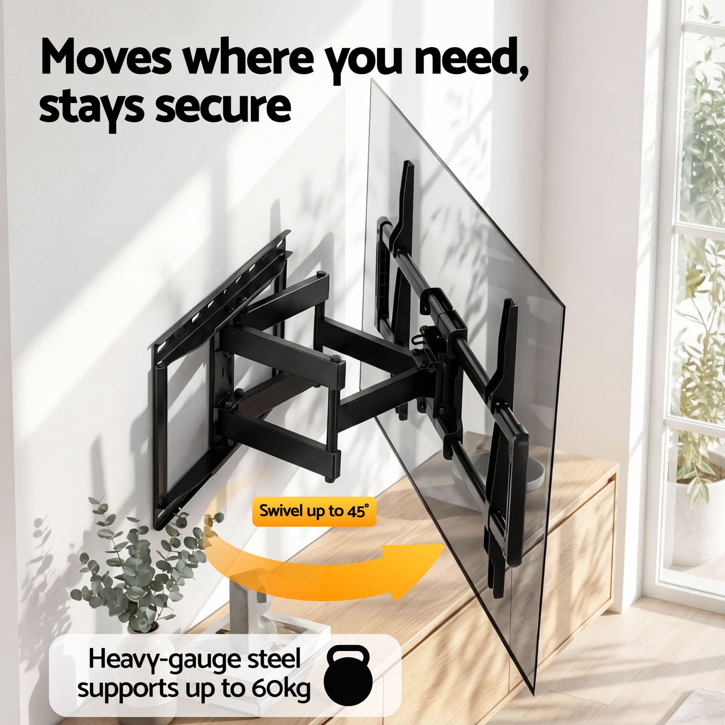 Artiss TV Wall Mount Bracket for 37" - 85" TVs Swivel Tilt Extendable Full Motion-4