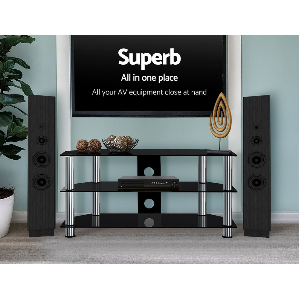 Artiss TV Stand 3 Tiers Storage Shelf Rack Tempered Glass Entertainment Unit-3