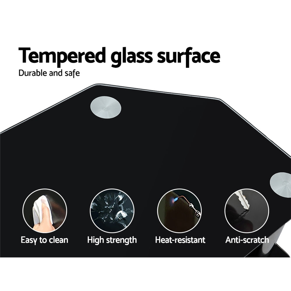 Artiss TV Stand 3 Tiers Storage Shelf Rack Tempered Glass Entertainment Unit-6