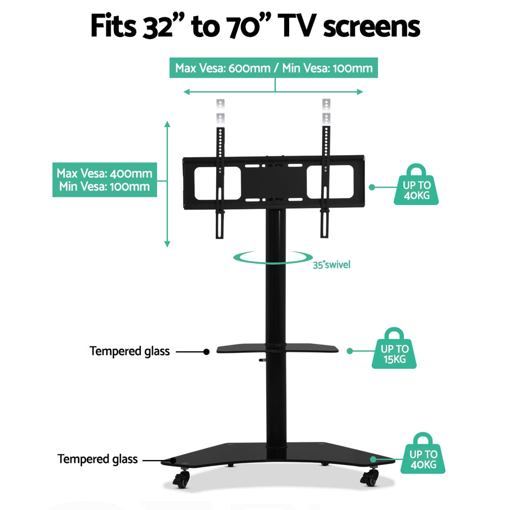 Artiss Mobile TV Stand for 32"-70" TVs Mount Bracket Portable Solid Trolley Cart-4