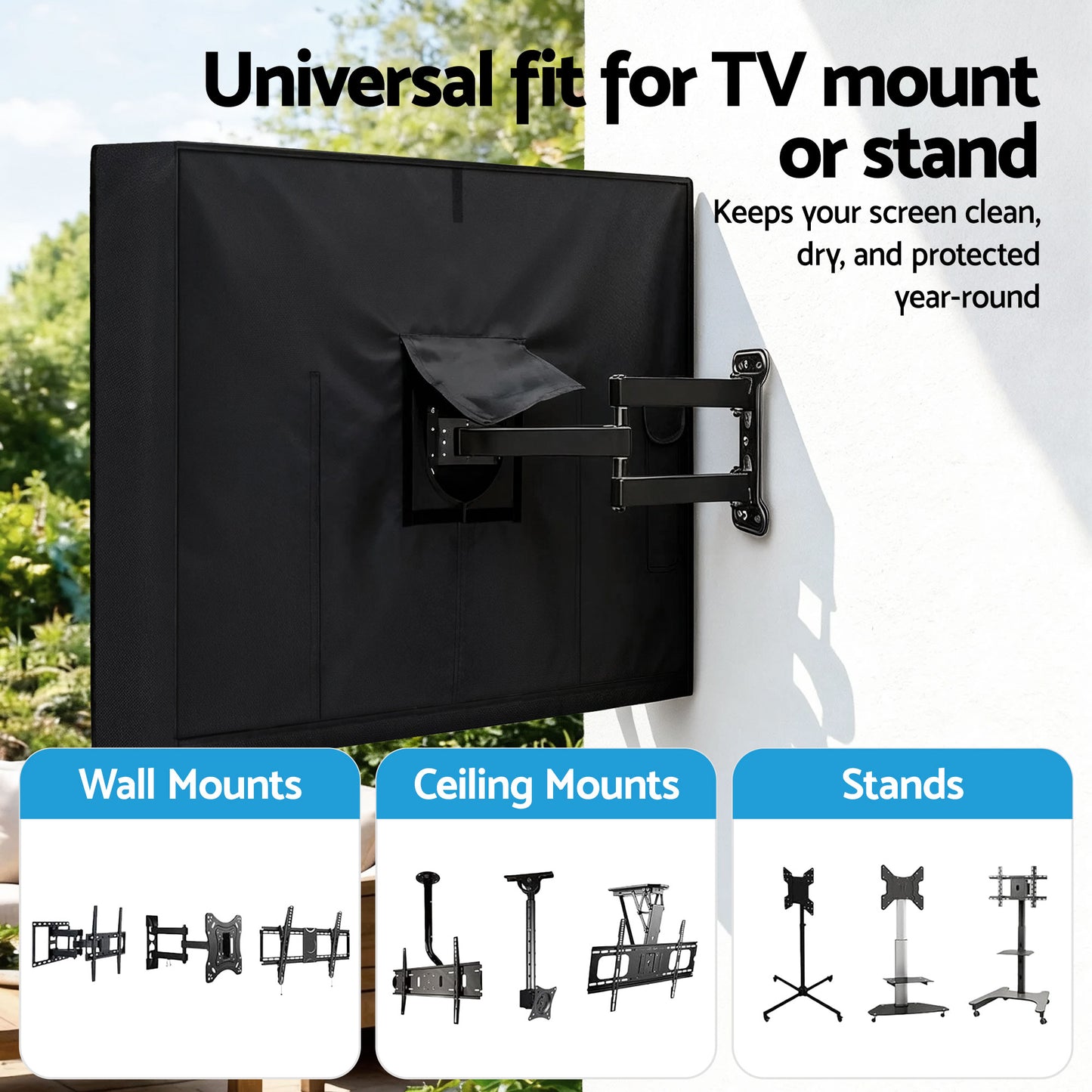 Artiss 55-58 Inch TV Cover Waterproof Outdoor Patio Flat Television Protector-4