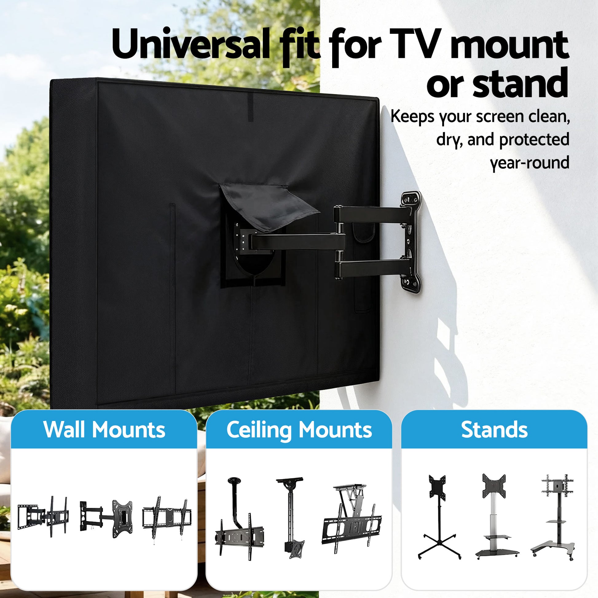 Artiss 55-58 Inch TV Cover Waterproof Outdoor Patio Flat Television Protector-4