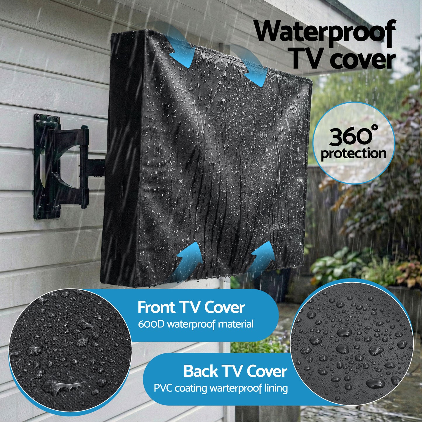 Artiss 55-58 Inch TV Cover Waterproof Outdoor Patio Flat Television Protector-6