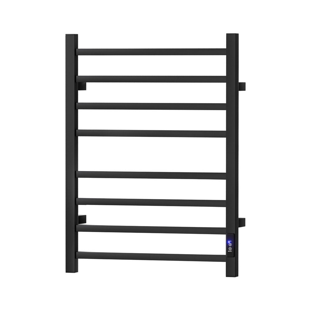 Devanti Heated Towel Rail 8 Square Bars with Timer Electric Heater Warmer Rack-0