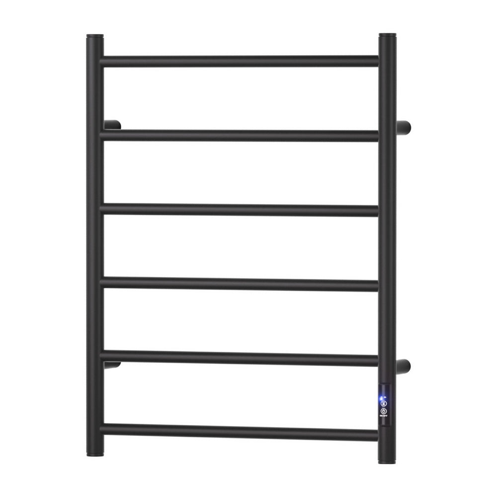 Devanti Heated Towel Rail 6 Round Bars  with Timer Electric Heater Warmer Rack-0