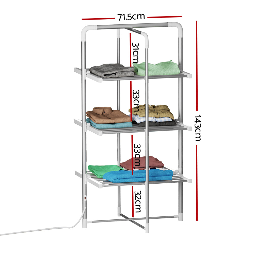 Devanti Electric Heated Towel Rail Rack 30 Bars Foldable Clothes Dry Warmer-1