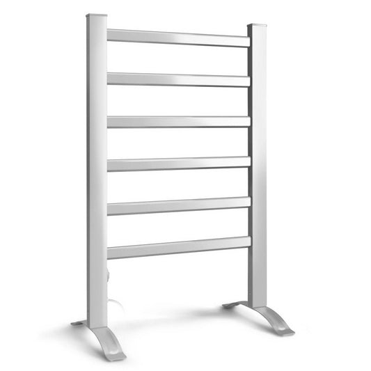 Devanti Electric Heated Towel Rail Rack 6 Bars Freestanding Clothes Dry Warmer-0