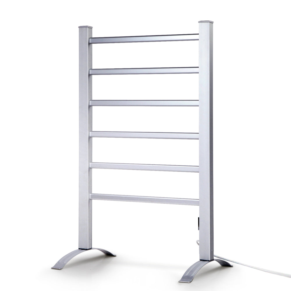 Devanti Electric Heated Towel Rail Rack 6 Bars with Timer Clothes Dry Warmer-0