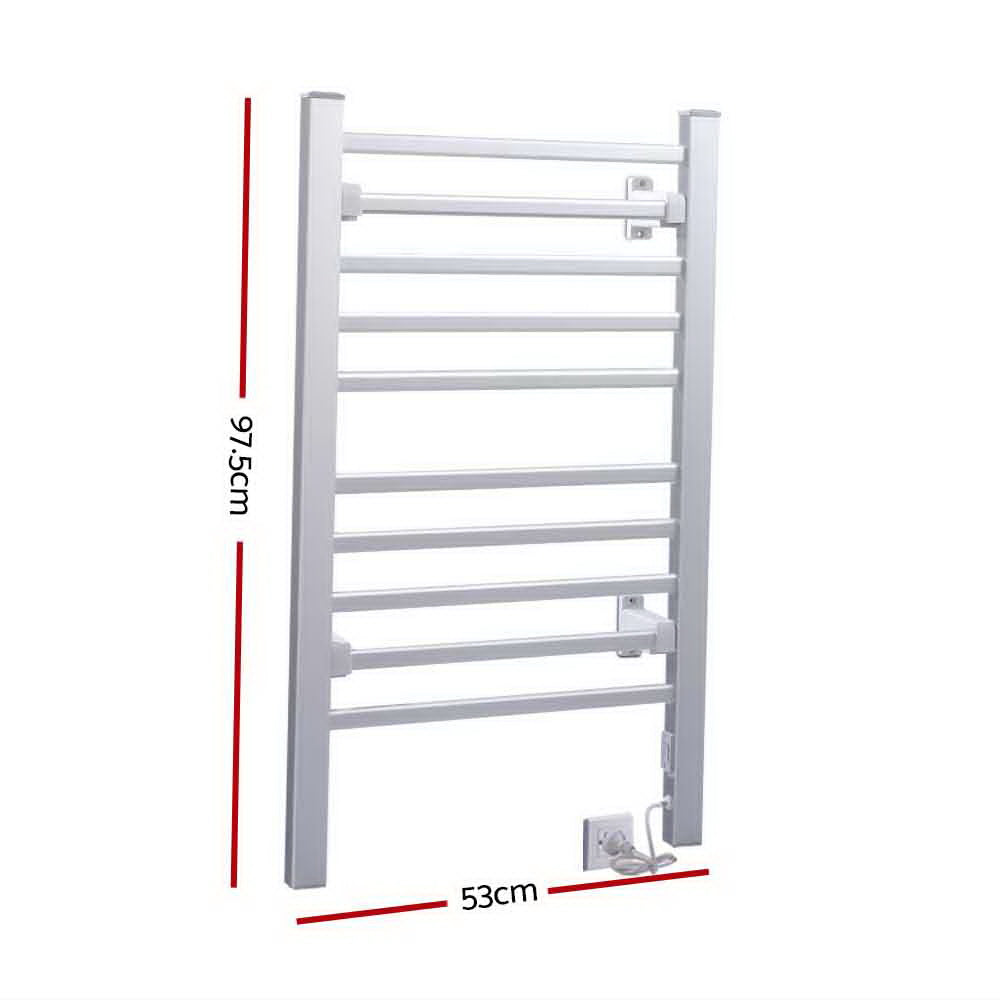 Devanti Electric Heated Towel Rail Rack 10 Bars Freestanding Clothes Dry Warmer-1