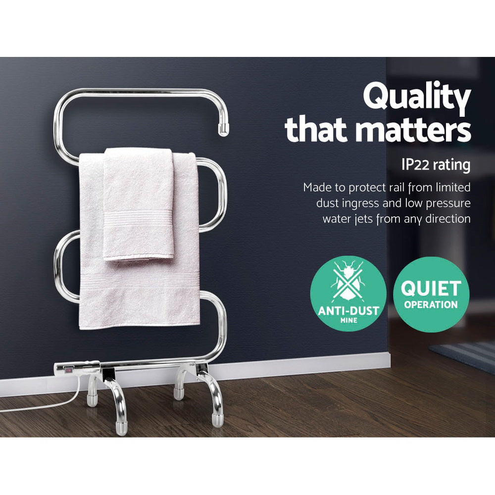 Devanti Electric Heated Towel Rail Rack 5 Bars Freestanding Clothes Dry Warmer-3