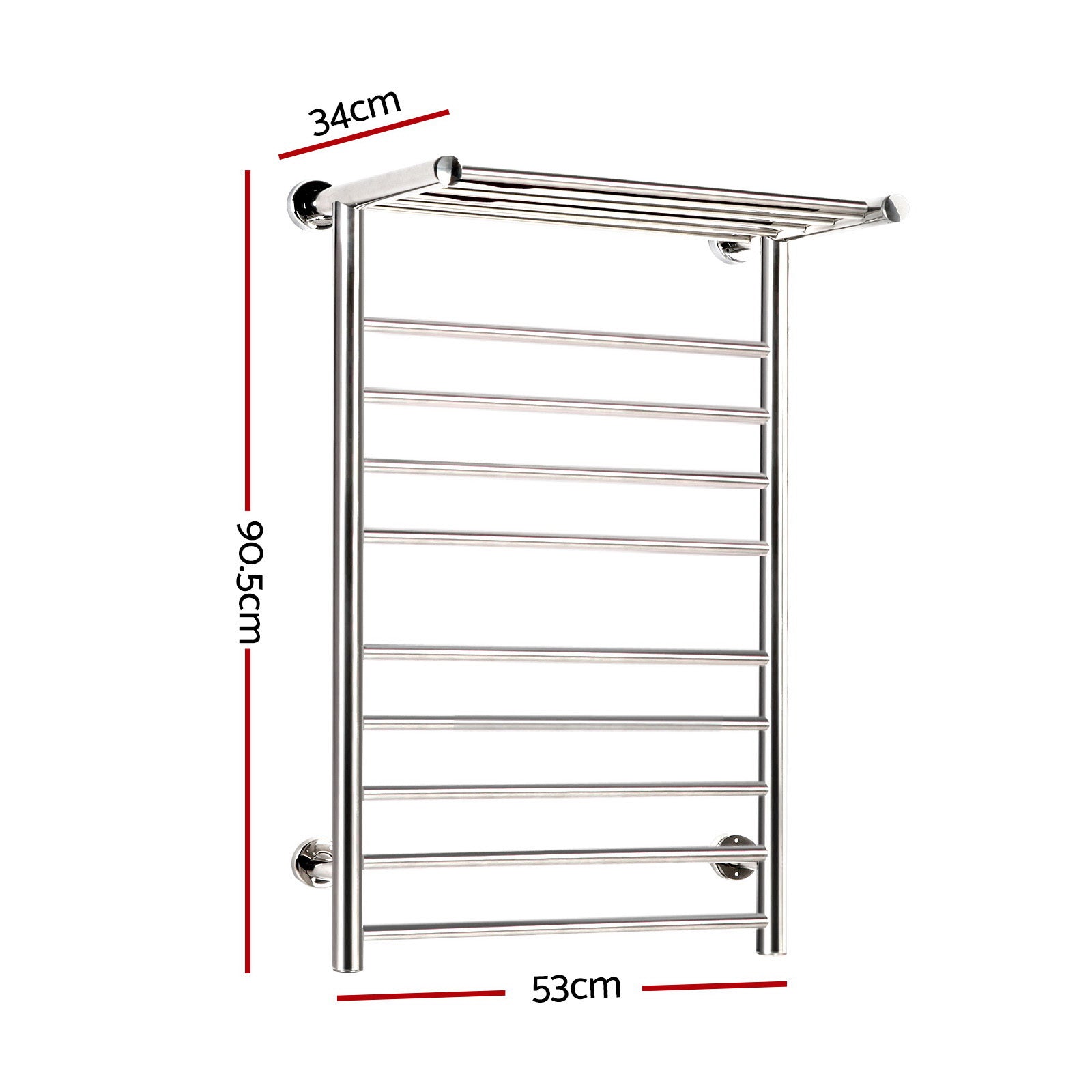 Devanti Electric Heated Towel Rail Rack 14 Bars Wall Mounted Clothes Dry Warmer-1