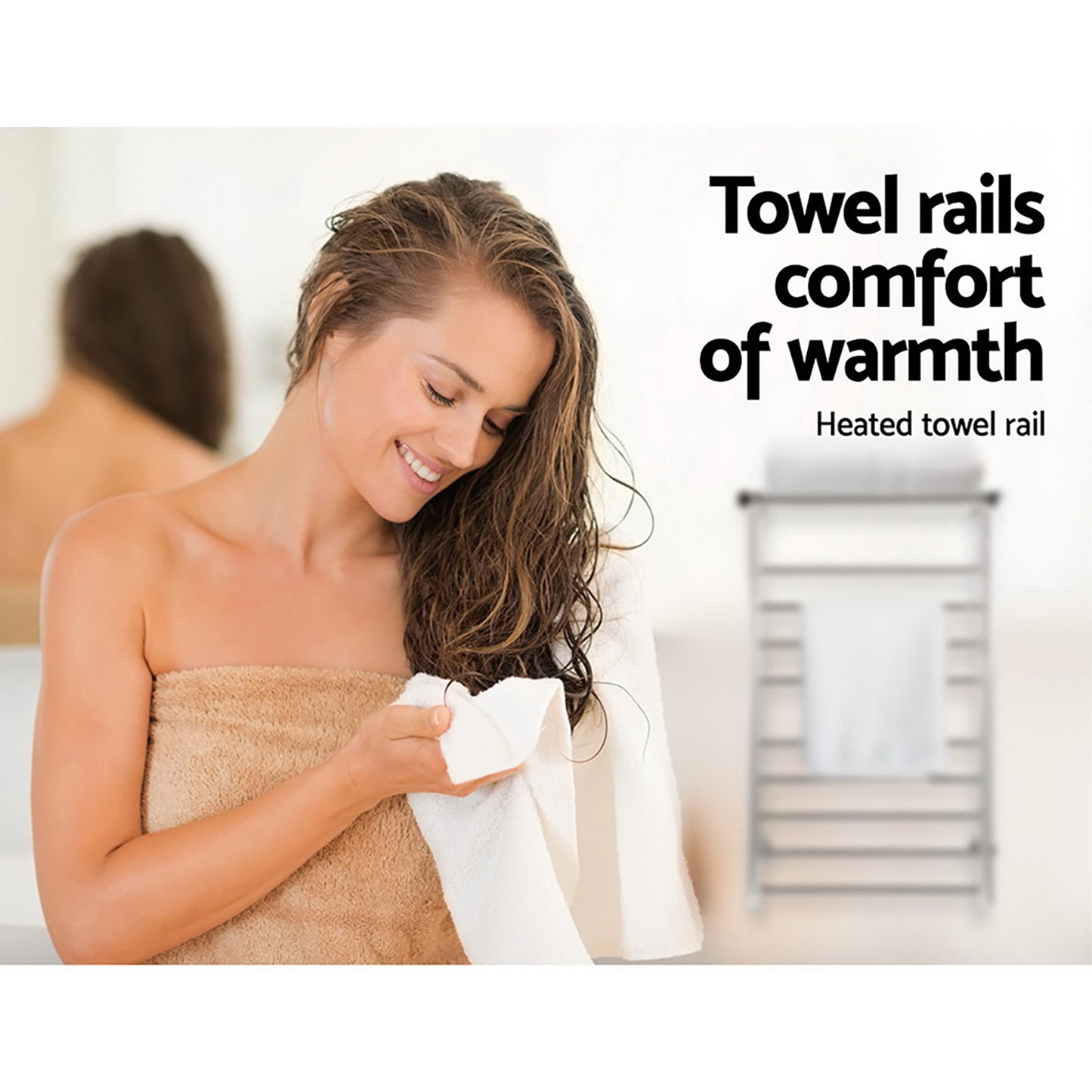 Devanti Electric Heated Towel Rail Rack 14 Bars Wall Mounted Clothes Dry Warmer-5