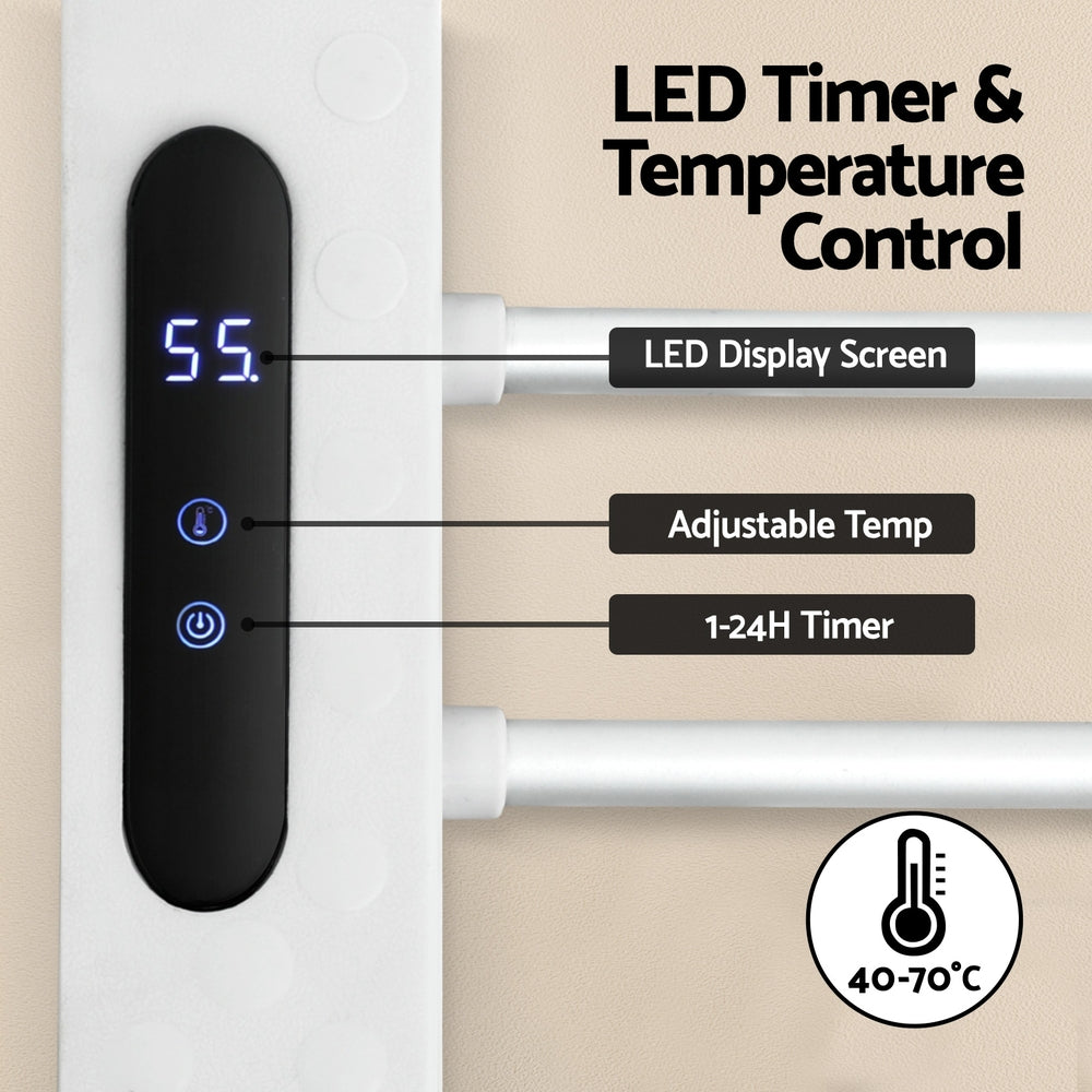 Devanti Foldable Electric Heated Towel Rail Rack with 24H Timer-3