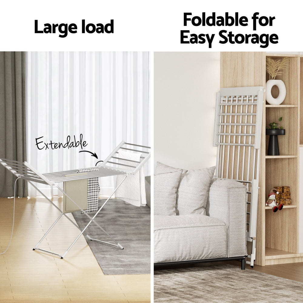 Devanti Foldable Electric Heated Towel Rail Rack with 24H Timer-4