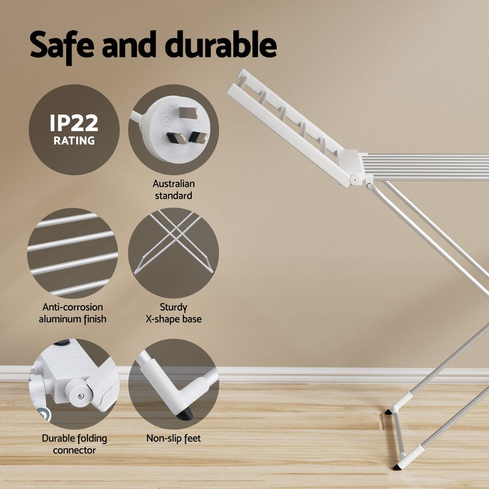 Devanti Foldable Electric Heated Towel Rail Rack with 24H Timer-5