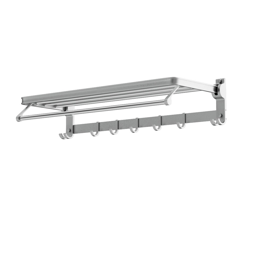 Towel Rail Rack Holder 4 Bars Wall Mounted Aluminium Foldable Hanging Hook-2