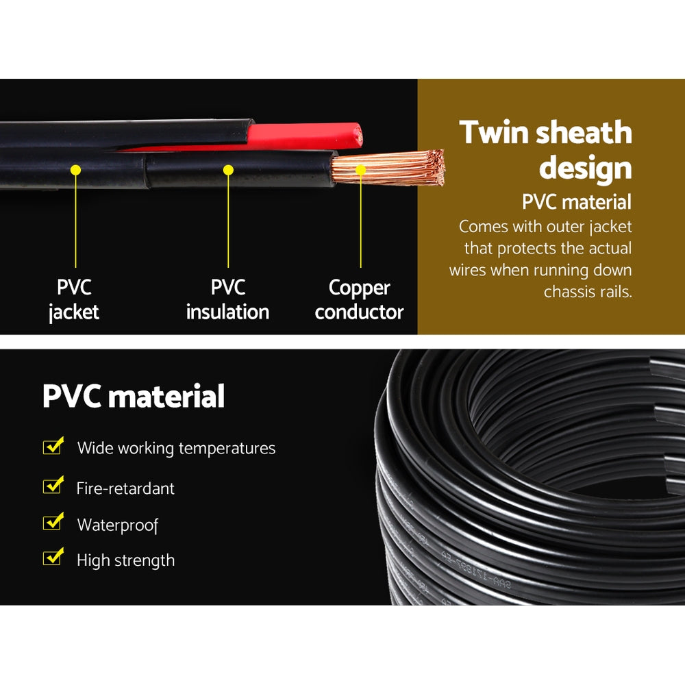 Giantz 3MM 100M Twin Core Wire Electrical Cable Extension Car 450V 2 Sheath-2