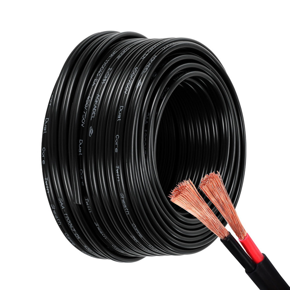 Giantz 5MM 30M Twin Core Wire Electrical Cable Extension Car 450V 2 Sheath-0