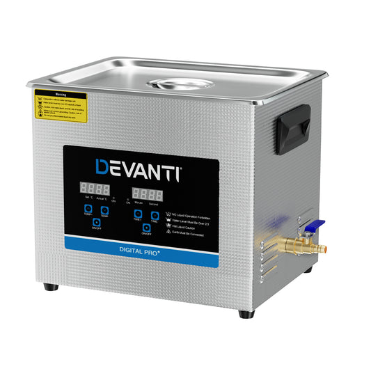 Devanti 10L Ultrasonic Cleaner Heater Cleaning Machine Timer Industrial 240W-0