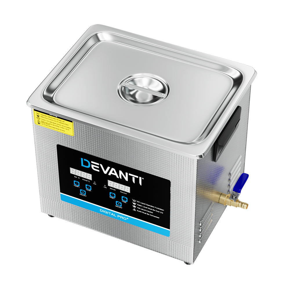 Devanti 10L Ultrasonic Cleaner Heater Cleaning Machine Timer Industrial 240W-2