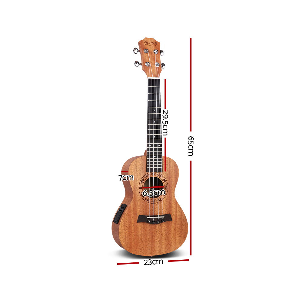 Alpha 26" Ukulele Equaliser Natural Mahogany Tenor Beginner Gift w/ Bag-1