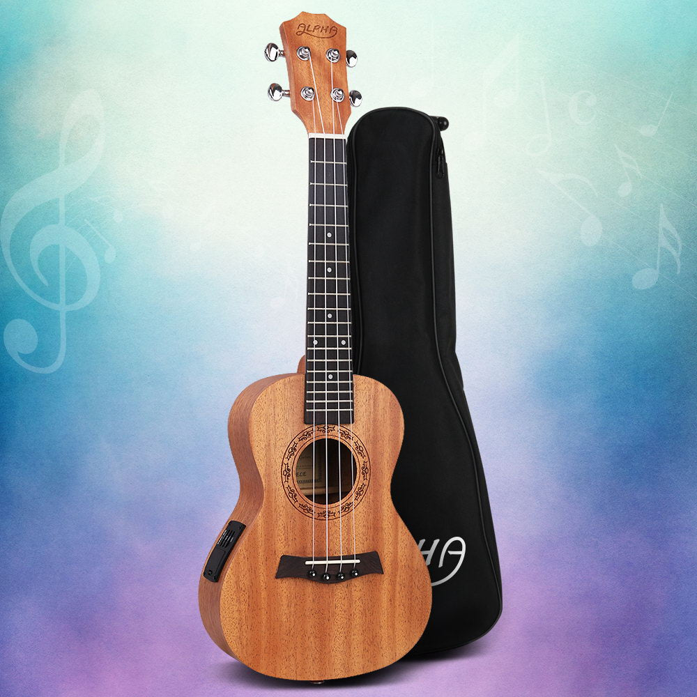 Alpha 26" Ukulele Equaliser Natural Mahogany Tenor Beginner Gift w/ Bag-7